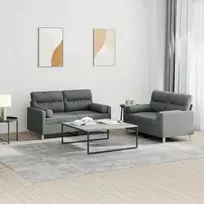Sofa Sofos komplektas su pagalvėmis, 2 dalių, pilkas, audinys