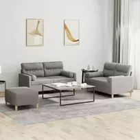Sofa Sofos komplektas su pagalvėmis, 3 dalių, taupe, audinys
