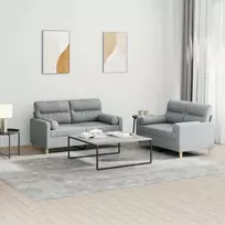 Sofa Sofos komplektas su pagalvėmis, 2 dalių, pilkas, audinys