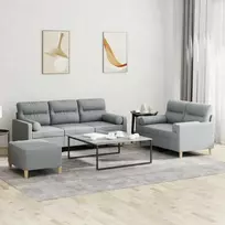 Sofa Sofos komplektas su pagalvėmis, 3 dalių, pilkas, audinys
