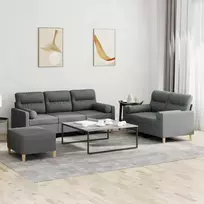 Sofa Sofos komplektas su pagalvėmis, 3 dalių, pilkas, audinys