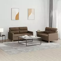 Sofa Sofos komplektas su pagalvėlėmis, 2 dalių, rudas, audinys