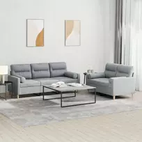 Sofa Sofos komplektas su pagalvėmis, 2 dalių, pilkas, audinys