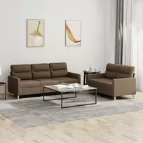 Sofa Sofos komplektas su pagalvėlėmis, 2 dalių, rudas, audinys