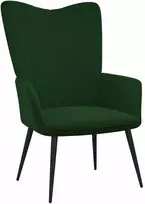 Fotelis Poilsio kėdė, tamsiai žaliai spalvos, aksomas