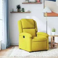 Fotelis Atlošiamas krėslas, geltonos spalvos, aksomas