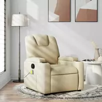 Fotelis Atlošiamas masažinis krėslas, kreminės spalvos, audinys