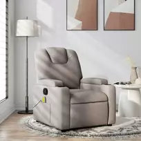 Fotelis Atlošiamas masažinis krėslas, taupe spalvos, audinys