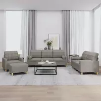 Sofa Sofos komplektas su pagalvėmis, 4 dalių, taupe, audinys