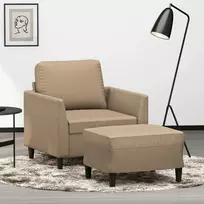 Sofa Krėslas su pakoja, kapučino spalvos, 60cm, dirbtinė oda