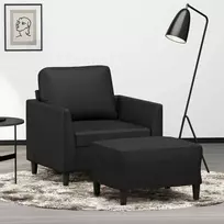 Fotelis Krėslas su pakoja, juodos spalvos, 60cm, dirbtinė oda