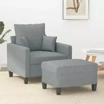 Sofa Krėslas su pakoja, šviesiai pilkos spalvos, 60cm, audinys