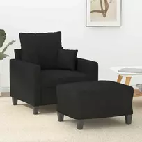 Sofa Krėslas su pakoja, juodos spalvos, 60cm, audinys