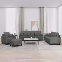 Sofa Sofos komplektas su pagalvėmis, 4 dalių, pilkas, audinys