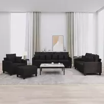 Sofa Sofos komplektas su pagalvėmis, 4 dalių, juodas, audinys
