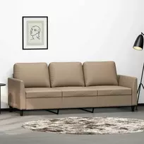 Trivietė sofa, kapučino spalvos, 180cm, dirbtinė oda