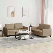 Sofa Sofos komplektas su pagalvėmis, 2 dalių, kapučino, dirbtinė oda