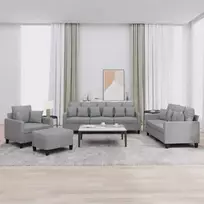 Sofa Sofos komplektas su pagalvėmis, 4 dalių, pilkas, audinys