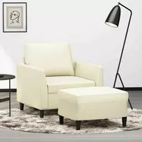 Sofa Krėslas su pakoja, kreminės spalvos, 60cm, dirbtinė oda