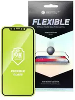 LCD apsauginis stikliukas Bestsuit Flexible Hybrid Glass 5D Apple iPhone 14 Pro Max pritaikytas dėklui juodas