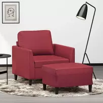 Sofa Krėslas su pakoja, raudonojo vyno spalvos, 60cm, dirbtinė oda
