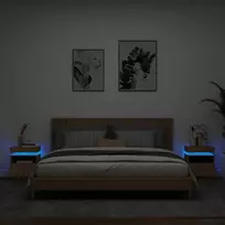 Naktinės spintelės su LED, 2vnt., ąžuolo, 40x39x48,5cm