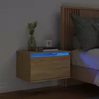 Prie sienos montuojama naktinė spintelė su LED, ąžuolo