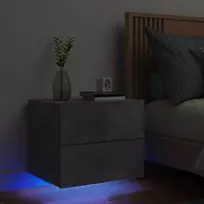 Prie sienos montuojama naktinė spintelė su LED, betono pilka