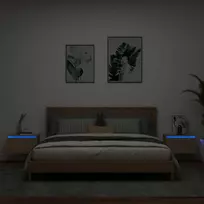 Sieninės naktinės spintelės su LED, 2vnt., ąžuolo