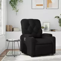 Fotelis Atlošiamas krėslas, juodos spalvos, dirbtinė oda