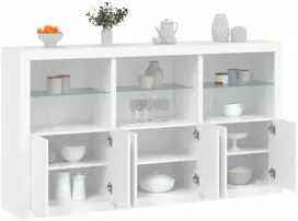 Šoninė spintelė su LED lemputėmis, balta, 181,5x37x100cm