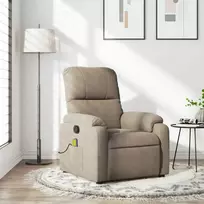 Fotelis Atlošiamas masažinis krėslas, taupe, mikropluošto audinys