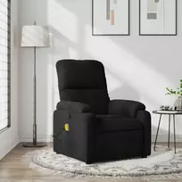 Fotelis Atlošiamas masažinis krėslas, juodas, mikropluošto audinys