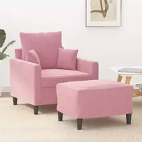 Sofa Krėslas su pakoja, rožinės spalvos, 60cm, aksomas