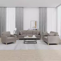 Sofa Sofos komplektas su pagalvėmis, 3 dalių, taupe, audinys