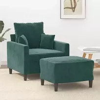 Sofa Krėslas su pakoja, tamsiai žalios spalvos, 60cm, aksomas