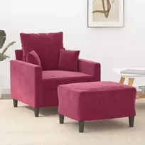 Sofa Krėslas su pakoja, raudonojo vyno spalvos, 60cm, aksomas