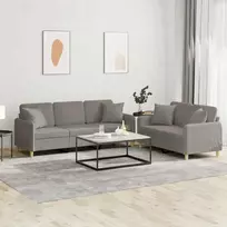 Sofa Sofos komplektas su pagalvėmis, 2 dalių, taupe, audinys