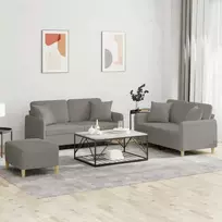 Sofa Sofos komplektas su pagalvėmis, 3 dalių, taupe, audinys