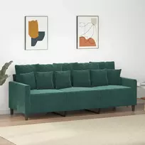 Trivietė sofa, tamsiai žalios spalvos, 180cm, aksomas