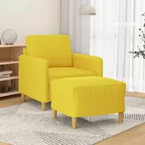 Sofa Krėslas su pakoja, šviesiai geltonos spalvos, 60cm, audinys
