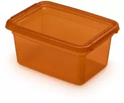 Orplast „Basestore“ indas su dangteliu ir spaustukais, 14x19x9 cm, 1,5 l gintaro spalvos