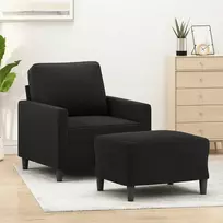 Sofa Krėslas su pakoja, juodos spalvos, 60cm, aksomas