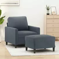 Sofa Krėslas su pakoja, tamsiai pilkos spalvos, 60cm, aksomas