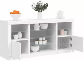 Šoninė spintelė su LED lemputėmis, balta, 142,5x37x67cm