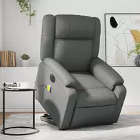 Fotelis Atsistojantis elektrinis krėslas, pilkas, dirbtinė oda