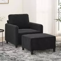 Sofa Krėslas su pakoja, juodos spalvos, 60cm, aksomas