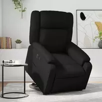 Fotelis Atsistojantis elektrinis krėslas, juodas, dirbtinė oda