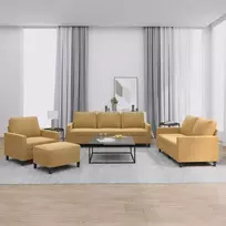 Sofa Sofos komplektas su pagalvėlėmis, 4 dalių, rudas, aksomas