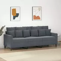 Trivietė sofa, tamsiai pilkos spalvos, 180cm, aksomas